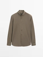 Cotton blend regular fit twill shirt
