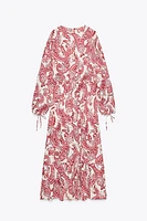 PRINTED MIDI DRESS WITH EMBROIDERED EYELETS