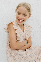 FLORAL RUFFLE TEXTURED DRESS