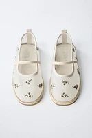 EMBROIDERED JUTE BALLET FLATS
