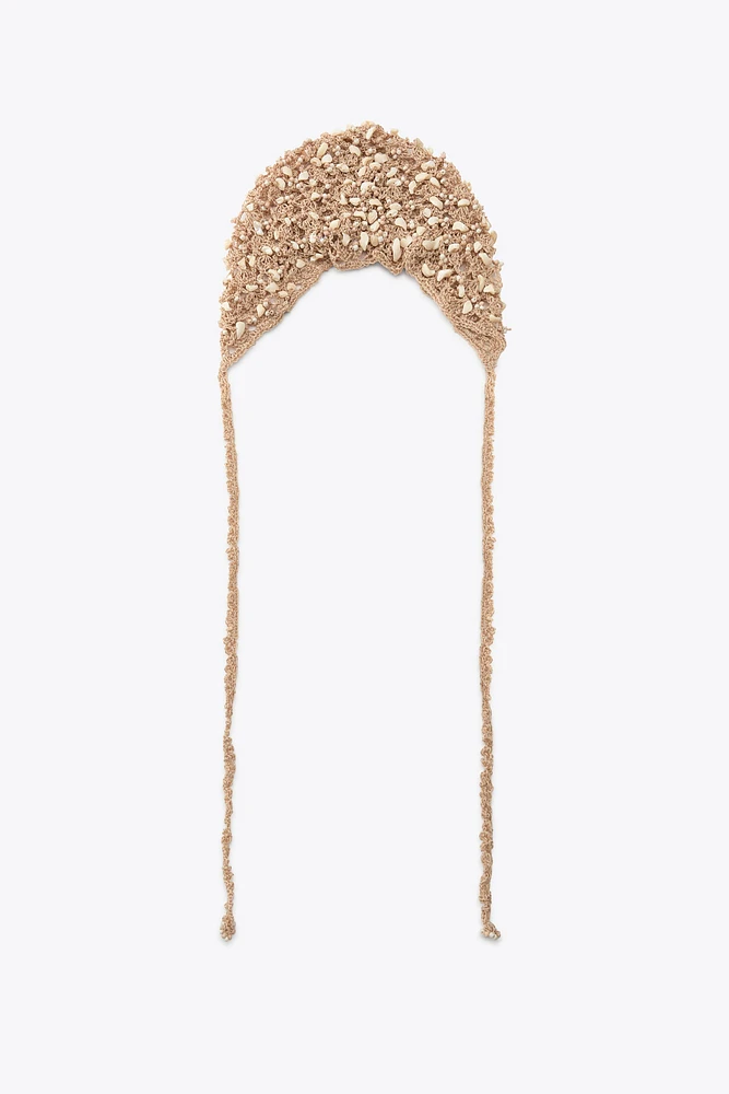 BEADED CROCHET SKULLCAP HAT