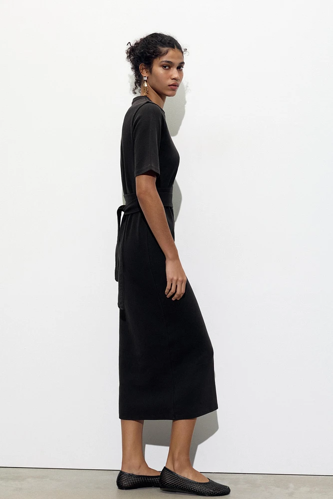 BELTED INTERLOCK DRESS