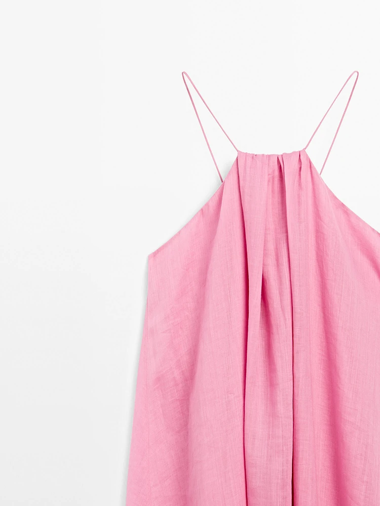 Robe longue froncée à encolure américaine