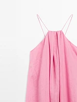 Robe longue froncée à encolure américaine