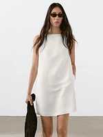 Flowing linen blend mini dress