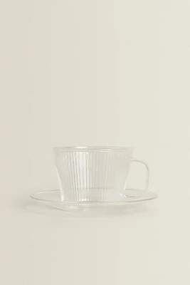 BOROSILICATE GLASS TEACUP AND SAUCER