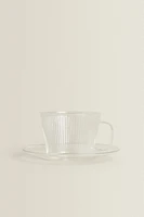 BOROSILICATE GLASS TEACUP AND SAUCER