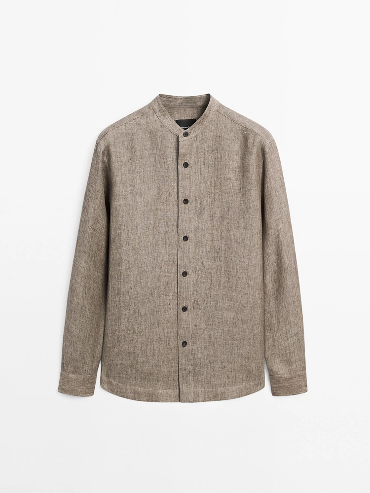 Chemise à col officier regular en lin - Limited Edition