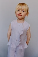 BLOUSE À VOLANTS 100 % LIN
