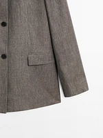 Blazer à col montant 100 % lin