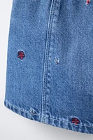 EMBROIDERED DENIM SKIRT