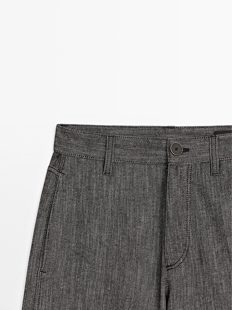 Cotton blend denim trousers
