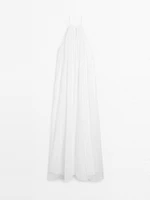 Robe longue plissée froncée