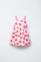 TEXTURED PRINT DRESS WITH BOW