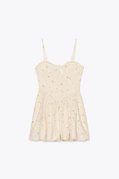 PRINTED POPLIN CORSET DRESS