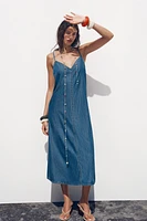 Z1975 DENIM STRAPPY MIDI DRESS