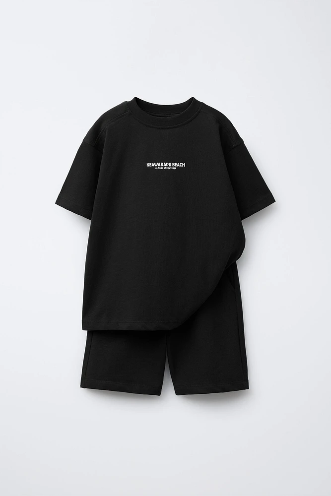 ENSEMBLE T-SHIRT ET BERMUDA INSCRIPTION