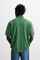 WASHED COTTON KNIT POLO SHIRT