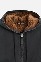 CONTRASTING HOODED JACKET