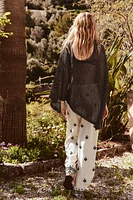 EMBROIDERED WIDE LEG PANTS