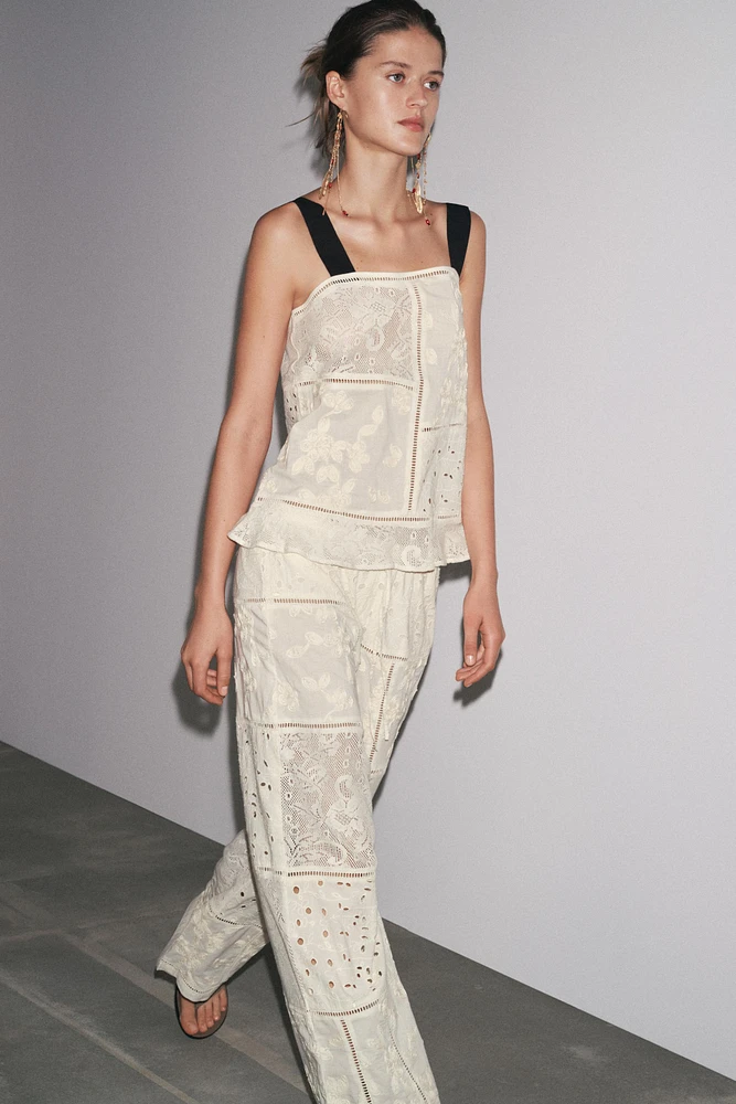 ZW COLLECTION PATCHWORK EMBROIDERED PANTS