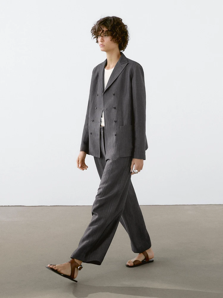 Pantalon de tailleur fluide en lin mélang