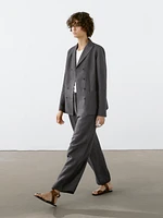 Pantalon de tailleur fluide en lin mélang