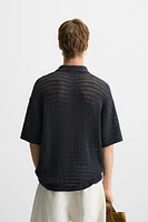 KNIT LACE POLO SHIRT