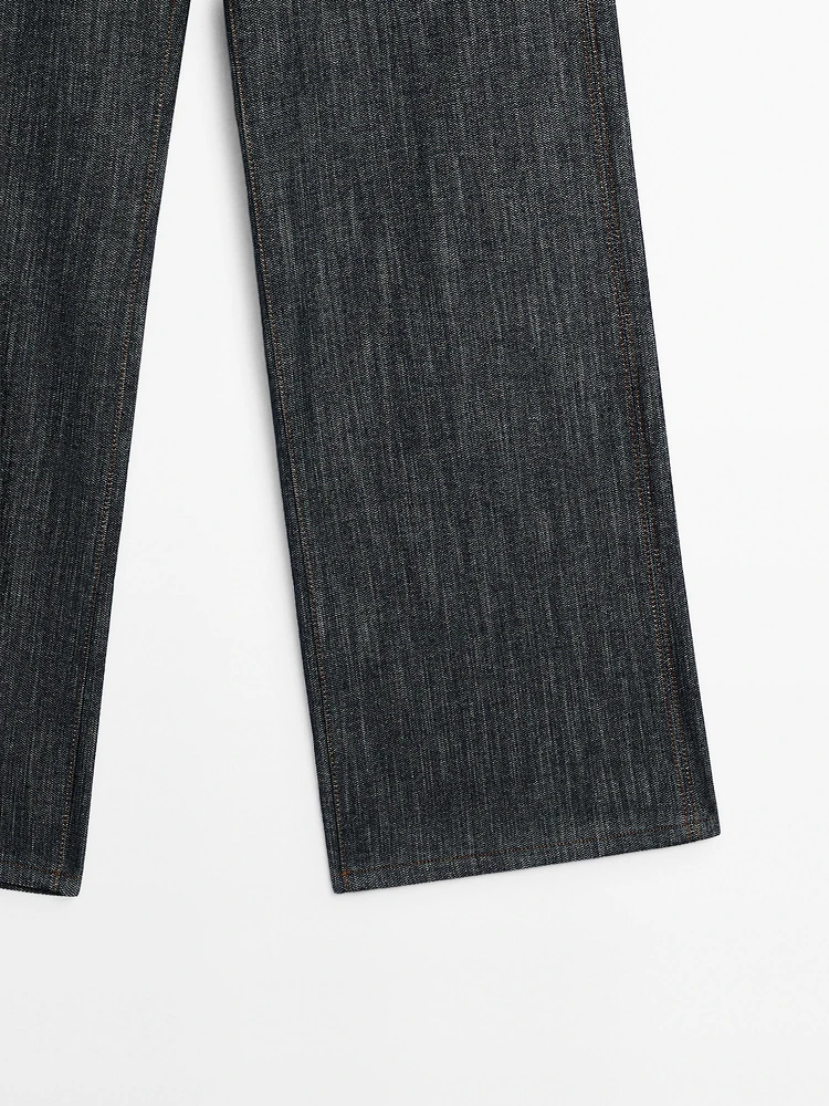 Cotton blend denim trousers