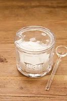 GLASS SUGAR BOWL WITH LID