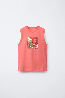 PRINTED SLEEVELESS T-SHIRT