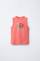 PRINTED SLEEVELESS T-SHIRT