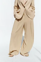 WIDE LEG LINEN PANTS WITH DARTS
