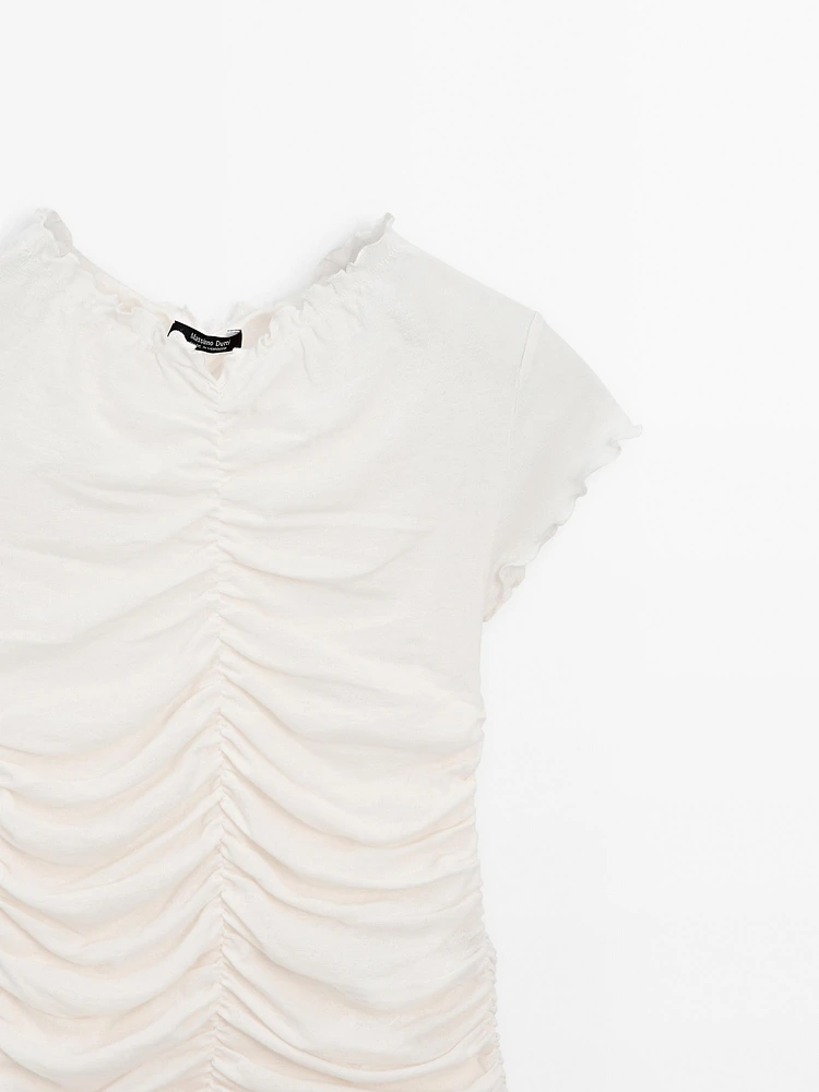 T-shirt froncé en coton