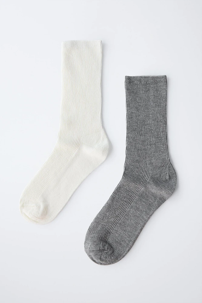 LOT DE DEUX PAIRES CHAUSSETTES EN RIB