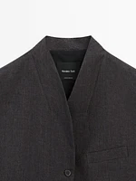 Veste sans manches col roulé 100 % lin