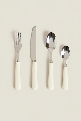 4-PIECE FLATWARE SET WITH CREAM HANDLE