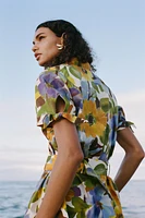 PRINTED POPLIN MIDI DRESS