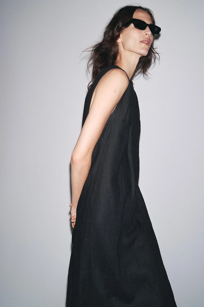 100% LINEN MIDI DRESS ZW COLLECTION