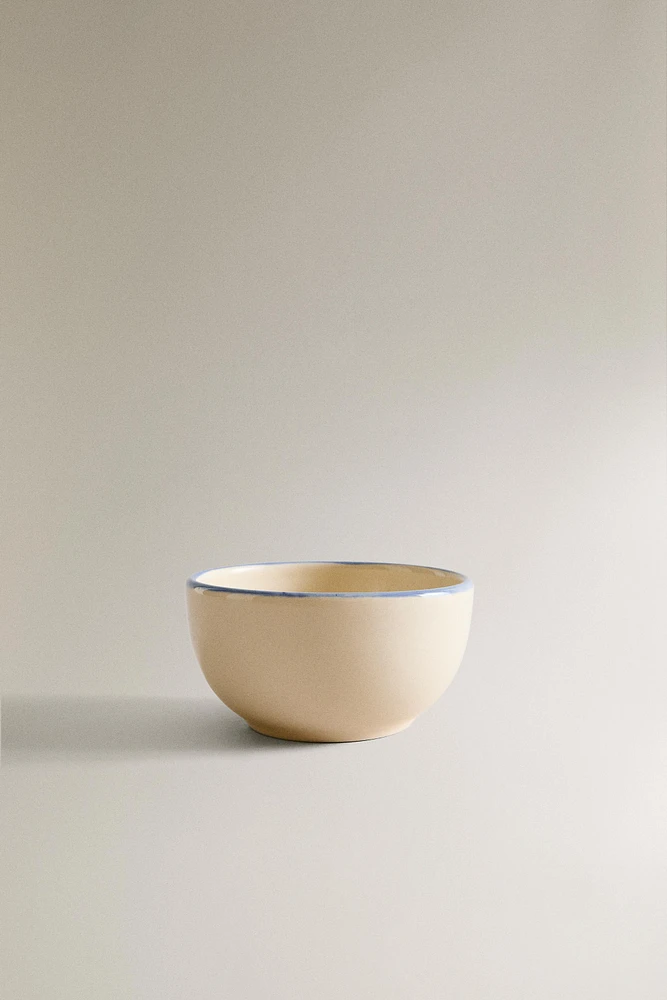 STONEWARE APPETIZER BOWL WITH RIM DETAIL