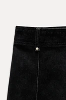 HIGH WAIST WIDE LEG FLOCKED JEANS ZW COLLECTION