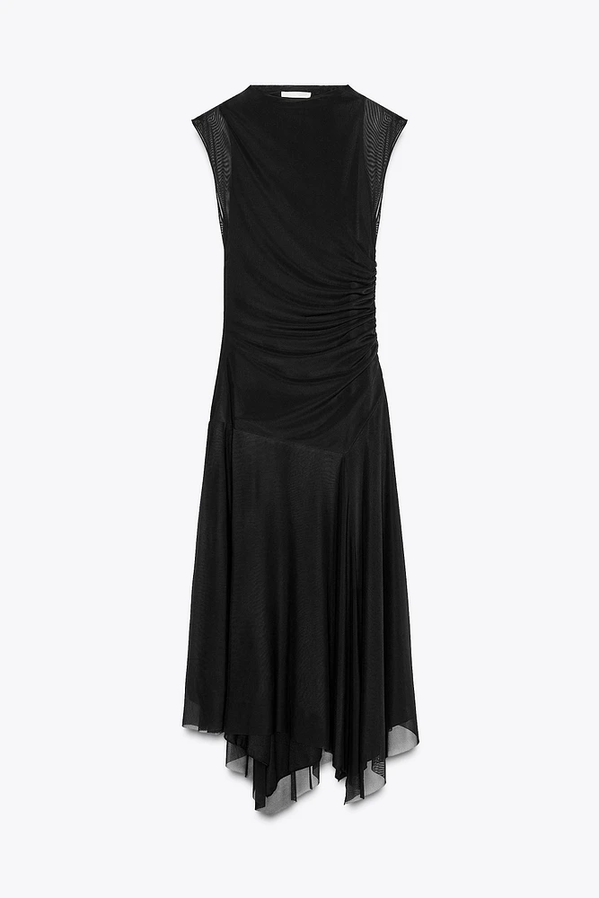 RUCHED TULLE DRESS