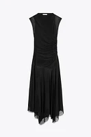 RUCHED TULLE DRESS