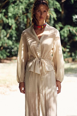 CHEMISE SEMI-TRANSPARENTE À EFFET PLISSÉ
