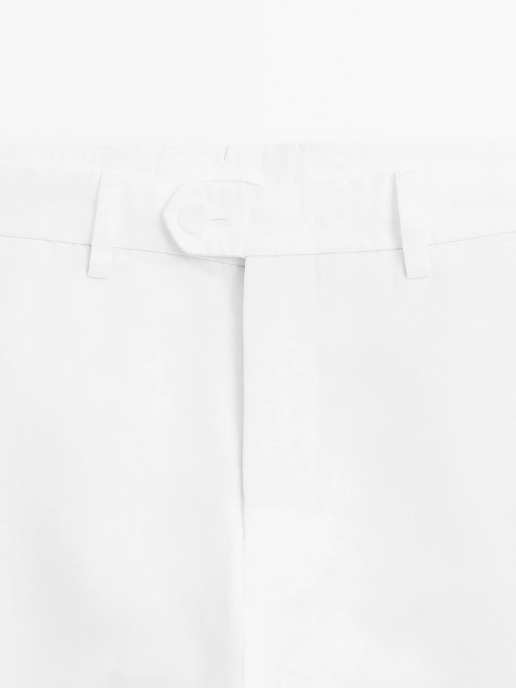 Pantalon tapered fit coton lin