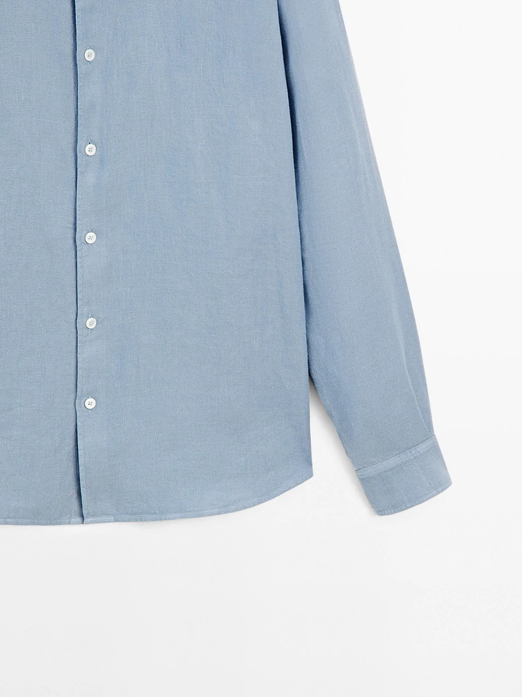 Slim fit linen blend shirt