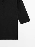 Oversize knit sweater with polo collar