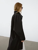 Flowing water-repellent fabric trench coat
