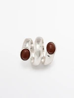 Spiral ring with encrusted details