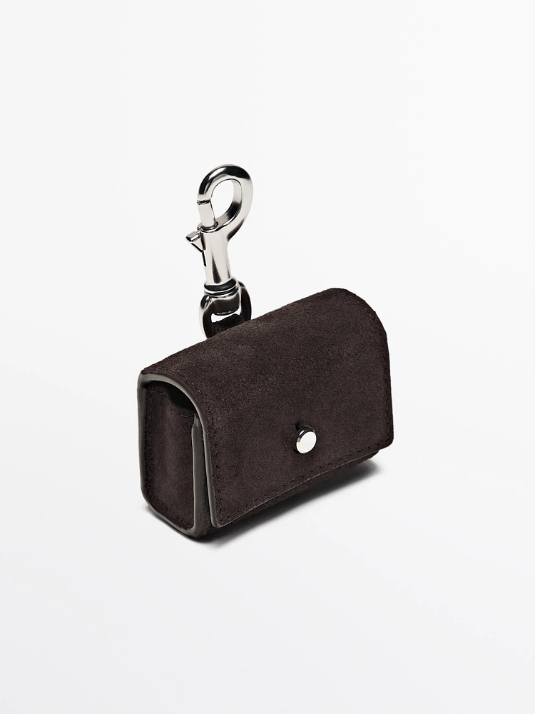 Split suede leather AirPods case